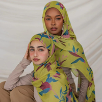 Foulard léger en polycoton imprimé numérique pour femme, motif léopard, châle floral, collection printemps, tendance populaire