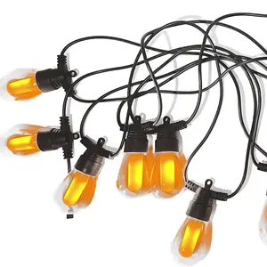 Không thấm nước IP65 Patio kỳ nghỉ vườn trang trí đám cưới anh S14 Edison bóng đèn LED cafe Festoon chuỗi ánh sáng lửa ánh Sáng Ngọn lửa đèn