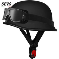 Casque Demi-Face Rétro Vintage Style Allemand en ABS à Libération Rapide Toutes Saisons DOT/ECE Cadre Carré Moto Scooter