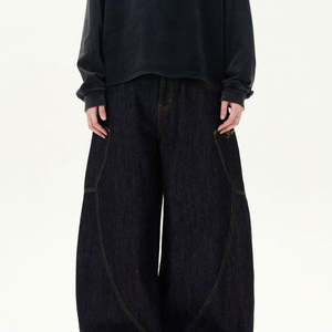 Jeans pour hommes Logo du client Vente en gros 100% coton Style évasé Vintage Pantalon délavé pour hommes - Product Image 2