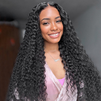 Peluca de Cabello Humano con Ondas Profundas, Peluca Frontal de Encaje sin Pegamento, Ondas de Agua y Rizos, Pelucas sin Pegamento de Alta Calidad, Cabello Humano Pre-Arrancado