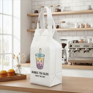 Sac isotherme portable auto-adhésif jetable en non-tissé pour livraison de café, lait, bubble tea et autres aliments - Product Image 3