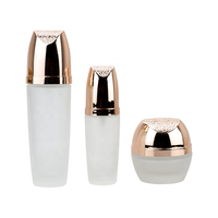 Pot cosmétique en verre rond à épaule plate, givré doré, avec couvercle à vis, pour crème visage et contour des yeux, disponible en 20ml, 30ml, 50ml, 60ml, 100ml, 200ml