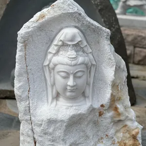 Patung tokoh Buddha marmer putih keagamaan ukiran tangan dekoratif