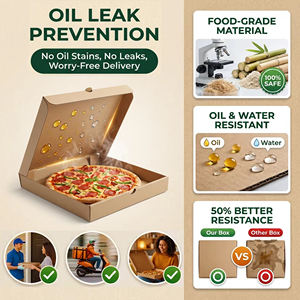 Caja de Pizza Biodegradable de Cartón Kraft, Impresa con Logotipo Personalizado, Caja de Alimentos Corrugada Ecológica para Pizzería Orgánica, Entrega de Alimentos Saludables - Product Image 5