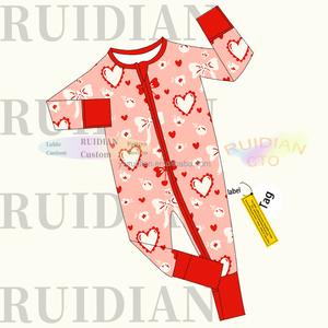 Pijama de Bambú con Estampado Informal Little Sleepie para Primavera, Mono de Bambú con Cremallera de Dos Vías para Niñas, Regalo de San Valentín - Product Image 5