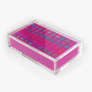 Jeu de Mahjong en Acrylique Nouveau Design Lignes Minimalistes Violet Néon Tuiles de Mahjong Américaines Motif Personnalisé Jeu de Casino - Product Image 6