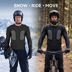 YOUNGSON Armure de protection corporelle pour le ski d'hiver, avec protections NBR EVA, fermeture éclair intégrale, manches longues, légère, pour poitrine, dos, épaules et coudes - Product Image 1