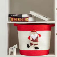 Noël Père Noël Rouge Corde Panier Jouet Poubelle De Rangement Avec Poignées Paniers Tissés Pliables Paniers Roulants Panier À Linge