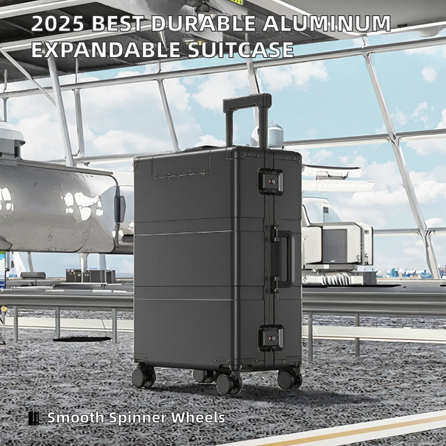 2025 Top Sale High Quality Durable Aluminum Trolley Luggage Unisex Big Expandable Anti-Theft Spinner Hard Shell Suitcase Luxury