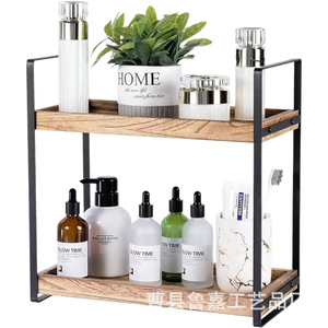 Wooden Bathroom Storage Rack 2 Tier 50X30Cm Freestanding Cosmetics Organizer <b>Desktop</b> Toiletries <b>Shelf</b> - Product Image 2