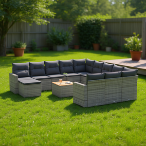 Garden <b>Sofa</b> <b>Set</b> Grey Dark Grey Outdoor Furniture Rattan Waterproof Elegant Design - Product Image 2