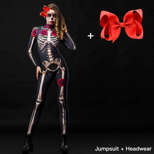 Disfraz <span class=keywords><strong>de</strong></span> fantasma escalofriante para mujer adulta, mono Sexy <span class=keywords><strong>de</strong></span> esqueleto <span class=keywords><strong>de</strong></span> rosa para Halloween, mono del diablo para niña pequeña, fiesta <span class=keywords><strong>de</strong></span> <span class=keywords><strong>carnaval</strong></span>, Día <span class=keywords><strong>de</strong></span> los muertos - Product Image 3