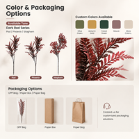 Vente en gros usine : Feuille de fougère artificielle bordeaux à tige haute, fausse verdure, décoration de mariage, accessoires d'événements, plante artificielle