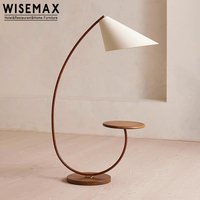WISEMAX Lampe de sol en bois de style Wabisabi avec revêtement en tissu et lumière LED pour décoration intérieure de canapés d'hôtel et de cafés Lampadaire d'angle