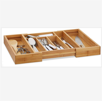 Organisateur de tiroir de cuisine extensible en bambou, plateau à couverts réglable, boîte de rangement pour ustensiles et couverts pour tiroir de cuisine