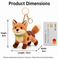 Porte-clés en peluche Zaves Kawaii Shiba Inu marron, écologique, durable, doux, en forme de renard/chien, breloque de sac, 12 cm, cadeau