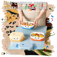 Boîte à bento portable pour enfants, en silicone de qualité alimentaire, réutilisable, micro-ondable, 1-3L, design personnalisé, mignon, dessin animé, nouveau-né, extérieur, voyage, école