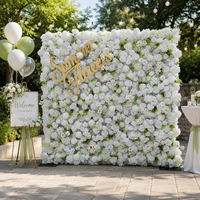 Backdrop Gulung Kain Grosir 8ft X 8ft Dinding Bunga Putih Buatan untuk Rumah, Toko, Liburan, Pesta Pernikahan