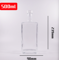 Bouteilles de vin en verre carrées de haute qualité, transparentes, personnalisées, 100 ml, 200 ml, 500 ml, vente chaude, avec bouchon pour vin, bière, boissons