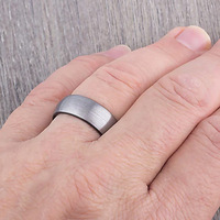 Herrenring aus zweifarbigem 8mm Wolframkarbid, gebürstet, matt, kostenlose Gravur, I LOVE YOU, Ehering, Verlobungsring