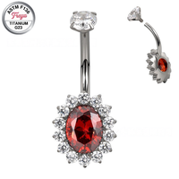 Piercing de nombril en titane ASTM F136 14G, multicolore, avec zircon, opale et diamant, bijoux de corps, vente chaude