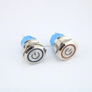 12mm Flat Ring With Light Led Waterproof Metal Switches Button Push Button Switch