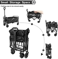 Chariot pliable en métal avec hauteur de poignée réglable, roues robustes, chariot utilitaire pliable pour les activités de plein air
