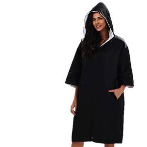 Poncho à séchage rapide à glissière plongée surf équipement de natation absorbant l'eau séchage rapide adulte plage <span class=keywords><strong>peignoir</strong></span> à capuche - Product Image 1