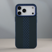 Étui de protection intégral antichoc en cuir PU avec cadre métallique à rayures en fibre pour iPhone 17 Pro Max/16 Pro