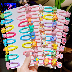 Juego de pinzas para el pelo de resina con dibujos animados para bebé, 10 Uds./juego de pinzas para el pelo con dibujos de animales, frutas, accesorios para el cabello - Product Image 1