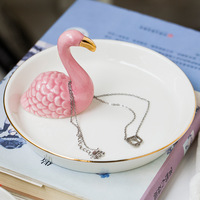 Décorations modernes de luxe pour chiots Présentoir lumineux Rangement de bijoux en céramique Support créatif pour bois de flamant rose