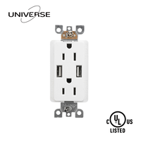   Prise murale double avec port USB, 15 ampères, 125 V, type A, 2 prises
