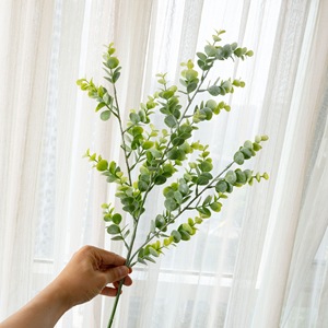 CallaFloral Flocked <b>Eucalyptus</b> Artificial Flowers Green Two-tone Single <b>Branch</b> Wedding Decor PVC Soft Rubber Handmade - Product Image 2
