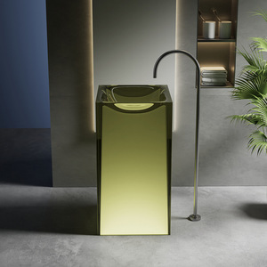 Design moderno in resina trasparente e cristallina <span class=keywords><strong>vasca</strong></span> <span class=keywords><strong>da</strong></span> <span class=keywords><strong>bagno</strong></span> in pietra acrilica trasparente lavabo ovale Freestanding lavabo - Product Image 3