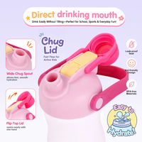 Bouteille d'eau en plastique à motif créatif, design attrayant, avec paille, pour enfants, portable, idéale comme cadeau