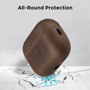 Étui rétro en cuir véritable Crazy Horse pour <span class=keywords><strong>AirPods</strong></span> Pro 2, LED frontale visible, charge <span class=keywords><strong>filaire</strong></span> et sans fil [sans écouteurs] - Product Image 5