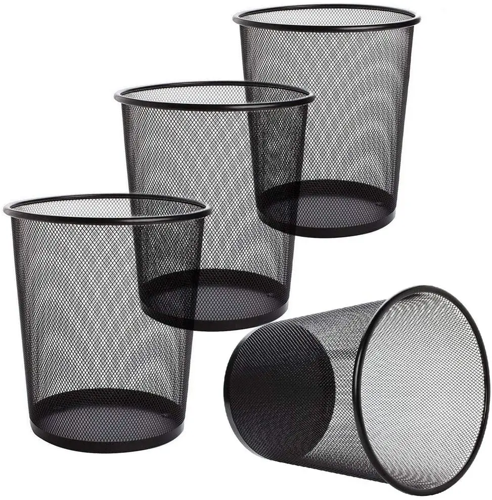 4 Pack Trash Can Mesh Recycling Bins Garbage Small Waste Baskets for Office Home Round Open Top Wastebasket - 2.5 Gallon IRON