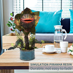 Planta Carnívora Artificial de Resina, Flor Decorativa para Exteriores, Adorno de Jardín para Halloween, Hojas de Alta Simulación - Product Image 2