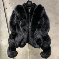 Winter Kurze Echtfuchs-Pelzjacke Natürlicher Fuchspelz mit Leder Damen Biker Fuchspelzmantel