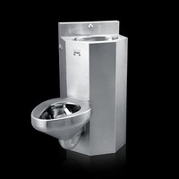 WC combiné en acier inoxydable à fixation au sol Kuge pour les établissements correctionnels
