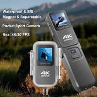 Cámara de Bolsillo 4K de 64MP, Resistente al Agua hasta 8 Metros + EIS, Estuche de Carga Incluido, Pantalla Táctil HD de 1.3, WiFi, APP, 14 Filtros
