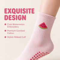 Chaussettes de yoga antidérapantes, chaussettes de Pilates antidérapantes, logo personnalisé brodé, jacquard respirant pour femmes