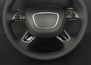 Funda de Volante de Cuero y Fibra de Carbono Cosida a Mano para <span class=keywords><strong>Audi</strong></span> A3/A4/A5/A6/Q3/Q5/Q7/S6/S8/TT - Antideslizante, Negra - Product Image 4