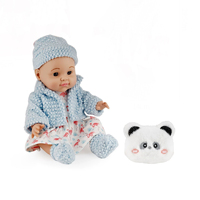 Geschenkset für Kinder Vollvinyl-Babypuppe Niedliche Neugeborenen-Puppe mit Mütze und Kleidung Rollenspielzeug mit Plüschtasche
