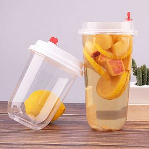 Vasos Desechables de PP en Forma de U de 360ml, 500ml y 700ml con Tapas Transparentes Impresas con UV de 95mm de Diámetro para Té de Burbujas, Café, Bebidas y Jugos - Product Image 1