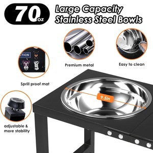 Metal Elevated <strong>Dog</strong> <strong>Bowls</strong> for Large &amp; Medium <strong>Dogs</strong> 10" Tall Raised <strong>Stand</strong> <strong>with</strong> 2 Stainless Steel 42oz <strong>Bowls</strong> &amp; 16x24 Spill-Proof Mat - Product Image 6