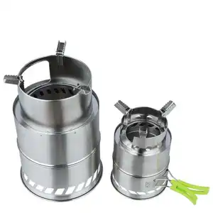 Lyroe Hot Selling Portable Outdoor Camping Hiking Cooker Stainless Steel Wood Stove With Handle