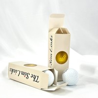 Golf Sleeve Box 3er-Pack Rundes Fenster Cremefarbener Papierkarton Maßgefertigtes Geschenk Golfausrüstung Gelber Ball MOQ 100 Stück