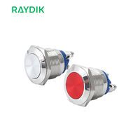 Interrupteur à bouton-poussoir industriel momentané normalement ouvert, étanche, 12V, 16mm, de haute qualité et personnalisé
